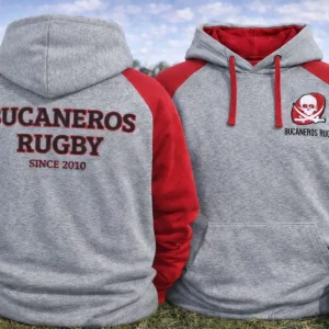 sudadera Bucaneros Rugby gris roja bordado DTF