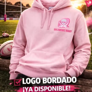 sudadera Bucaneros Rugby rosa bordado DTF