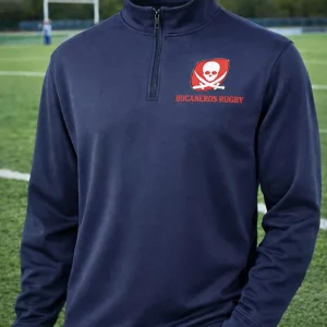sudadera tecnica Bucaneros Rugby azul marino bordado DTF