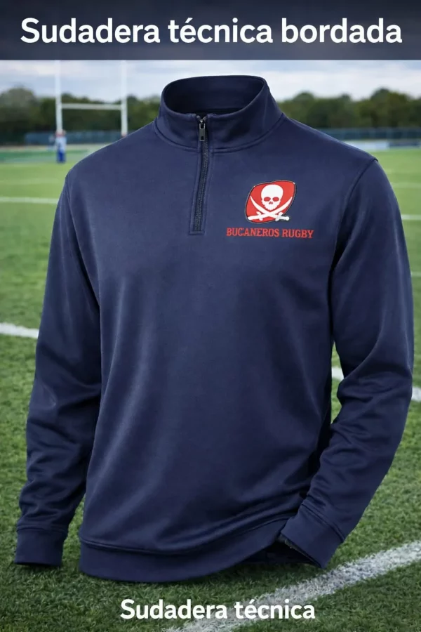 Sudadera Técnica Bucaneros Rugby Azul Marino con bordado